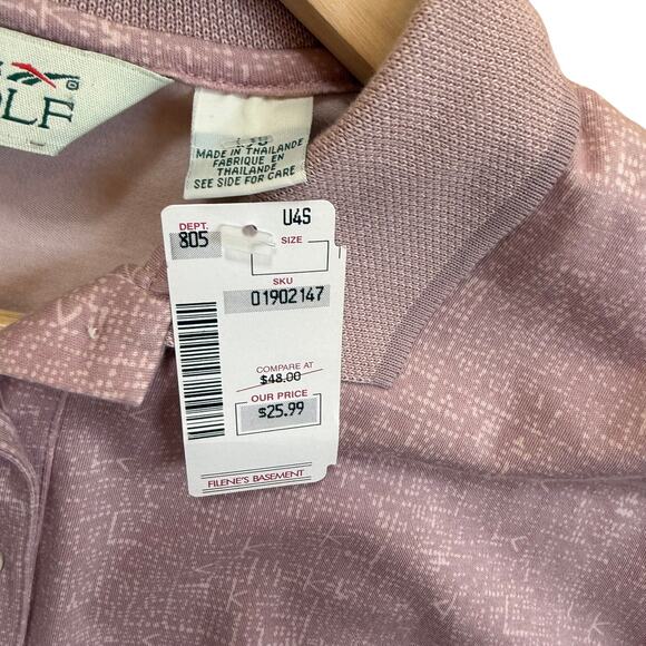 1995 Reebok Golf Polo Shirt Women's L – Purple Abstract Pattern New with Tags - Picture 3 of 12